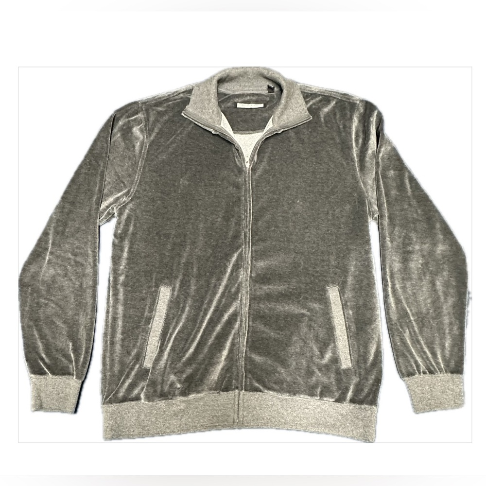 Daniel Buchler Velour Full Zip Sweater (Size: Extra Large)